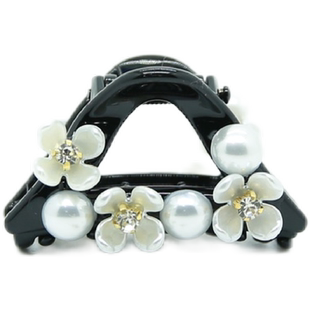 精致小巧珍珠花朵抓夹女2024新款高级感半扎发夹小号发量少刘海夹