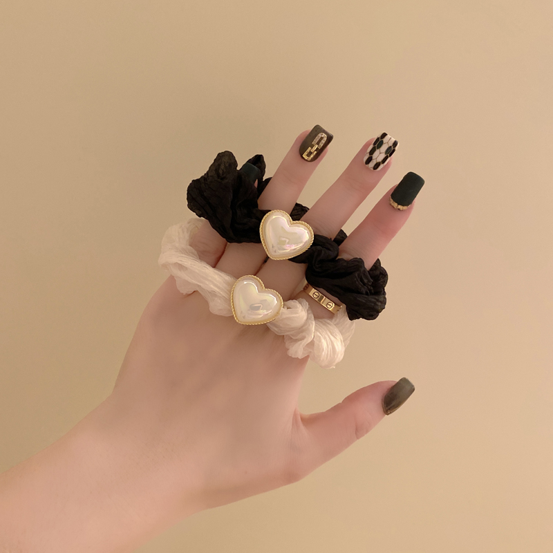 高级感爱心网纱丸子头发圈