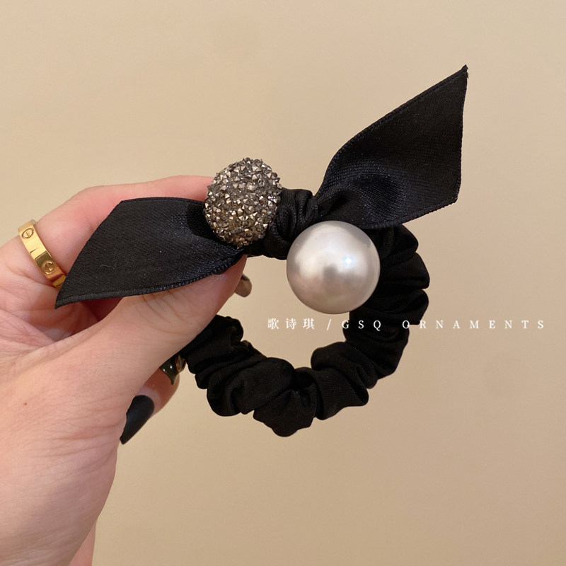 优雅复古高亮珍珠蝴蝶结发圈女2024新款法式气质低丸子头皮筋发绳,饰品/流行首饰/时尚饰品新,发饰,淘宝优惠券,粉丝福利购,淘宝优惠卷