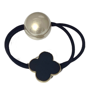 简约精致高级感四叶草头绳细2023新款气质珍珠皮筋女扎头马尾发绳