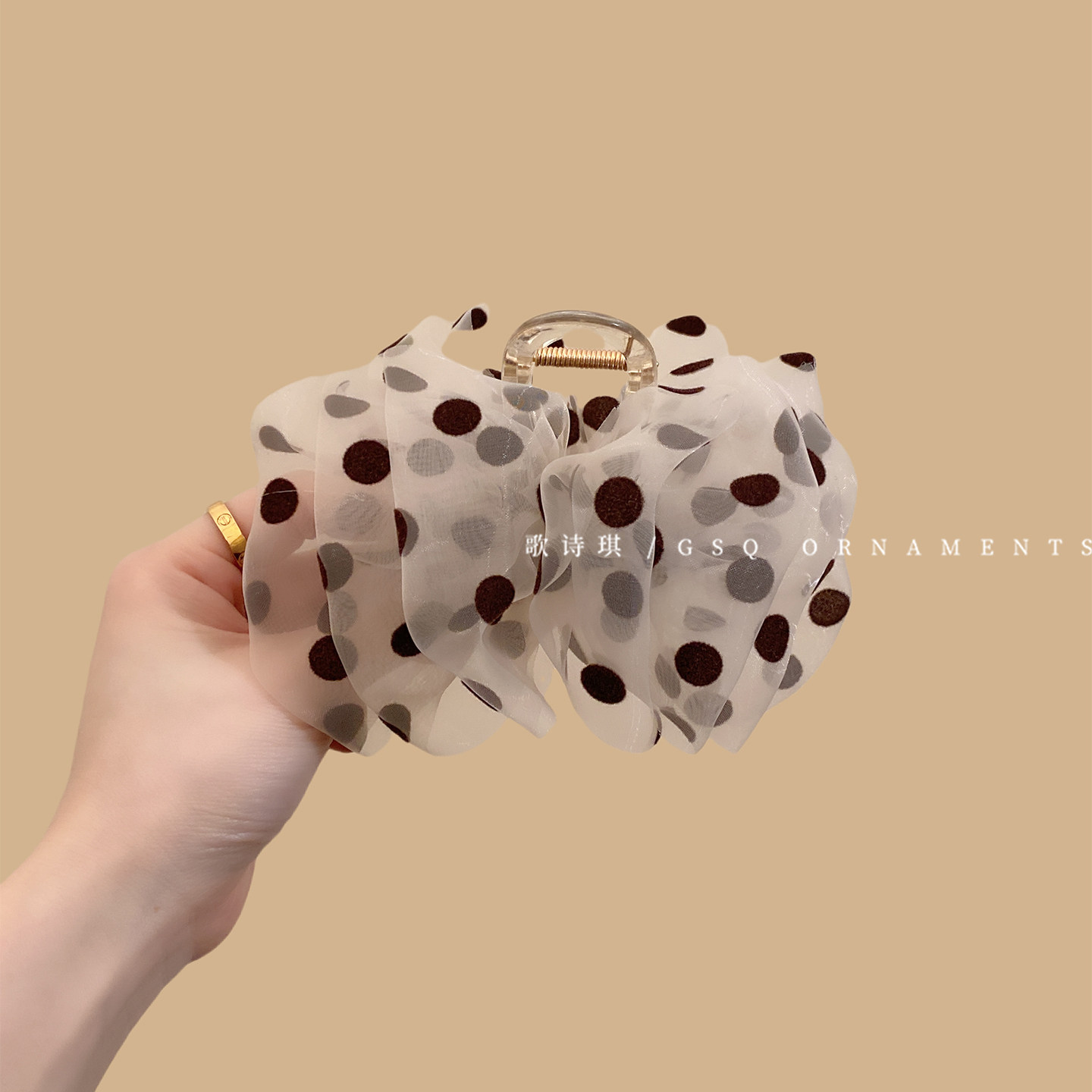 夏日氛围感网纱波点褶皱抓夹女2025新款后脑勺显发量鲨鱼夹子发夹,饰品/流行首饰/时尚饰品新,发饰,淘宝优惠券,粉丝福利购,淘宝优惠卷