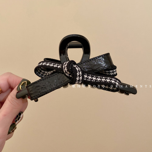 法式小香风蝴蝶结后脑勺盘发抓夹