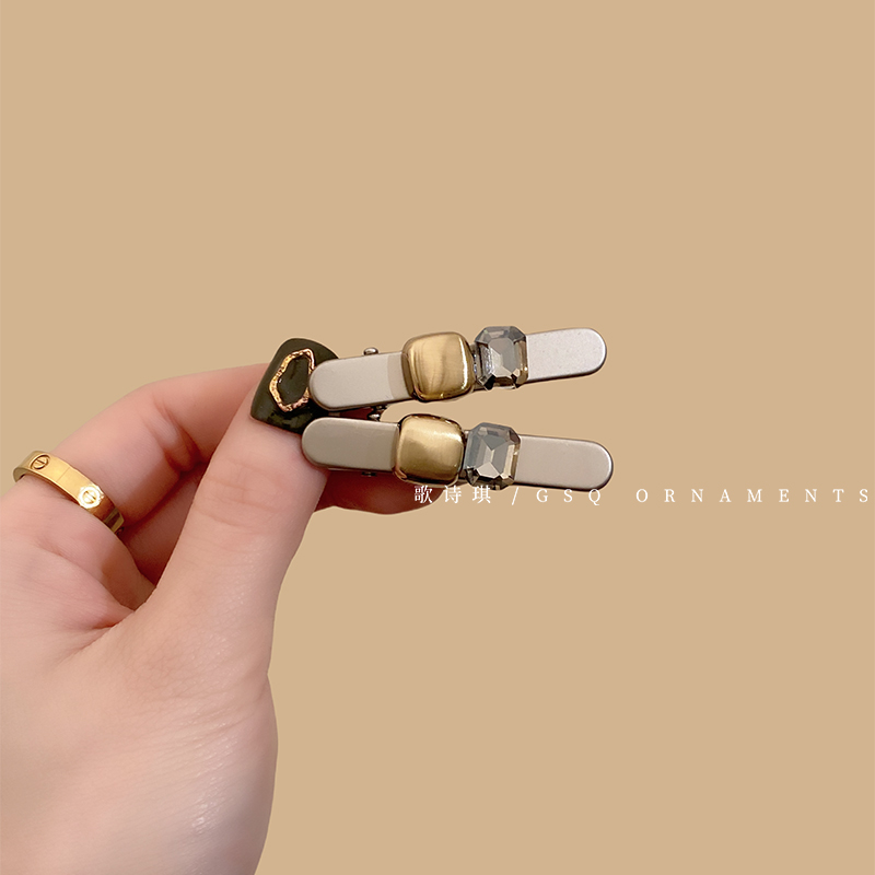 高级感金属水钻一字夹发夹