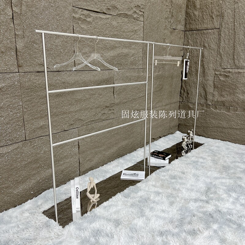 服装店展示架不锈钢镜面拉丝混搭童装落地式挂衣架陈列架内衣货架