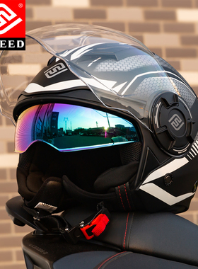 FASEED法赛德摩托车头盔男半盔电动女骑士冬季安全帽保暖四分之三