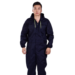 衫之峰连体工作服男大码长袖劳保服带帽防尘防污喷漆汽机修连体服