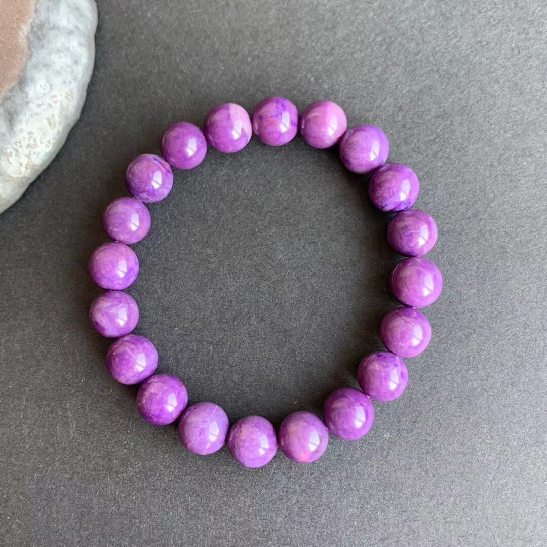 舒俱来皇家紫粉紫色手链温婉的香芋紫色颜色均匀油润9.6mm,26.2g