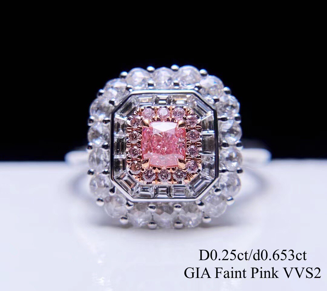 gia粉钻戒指faint pink   vvs2主钻:0.25ct 圈口:13#(可改)