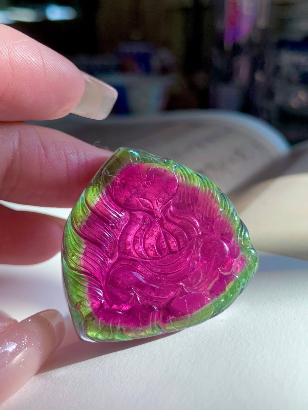 回收水晶玻璃体红绿西瓜碧玺九尾狐吊坠重16.6g规格35-37-7m,饰品/流行首饰/时尚饰品新,颈饰,淘宝优惠券,粉丝福利购,淘宝优惠卷