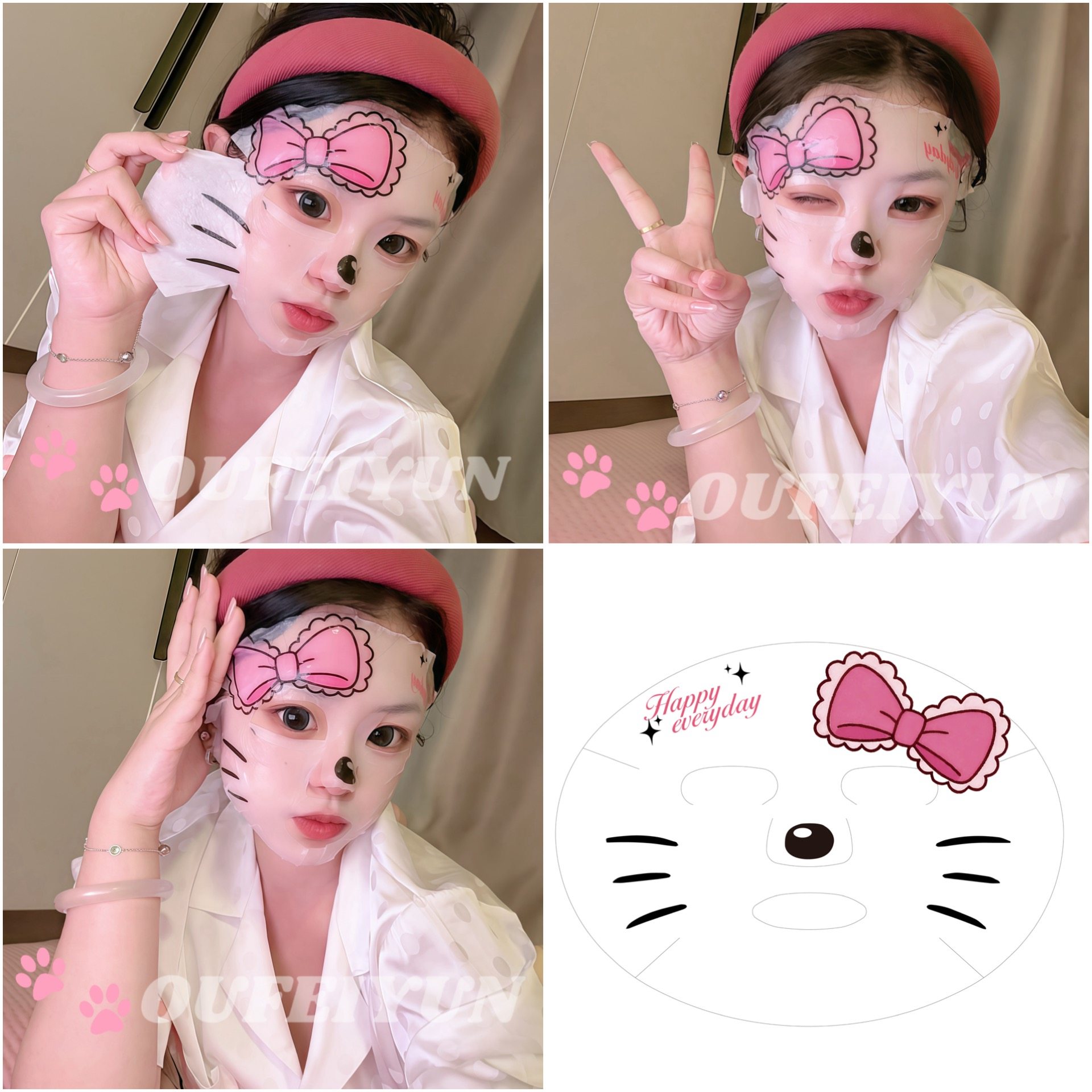 现货三丽鸥hello kitty凯蒂猫美乐蒂库洛米可爱搞怪面膜5片装