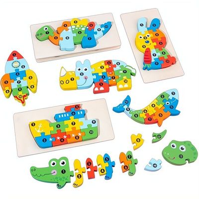 Wholesale 3D Dinosaur Cartoon Animal Wooden Jigsaw Puzzles