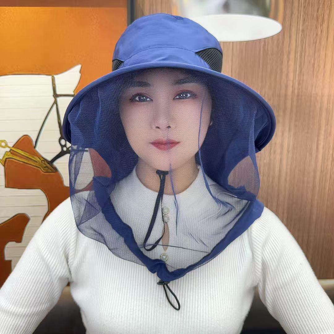 夏季网纱大檐防晒渔夫帽子男女干活防蜂帽登山钓鱼防蚊遮阳太阳帽