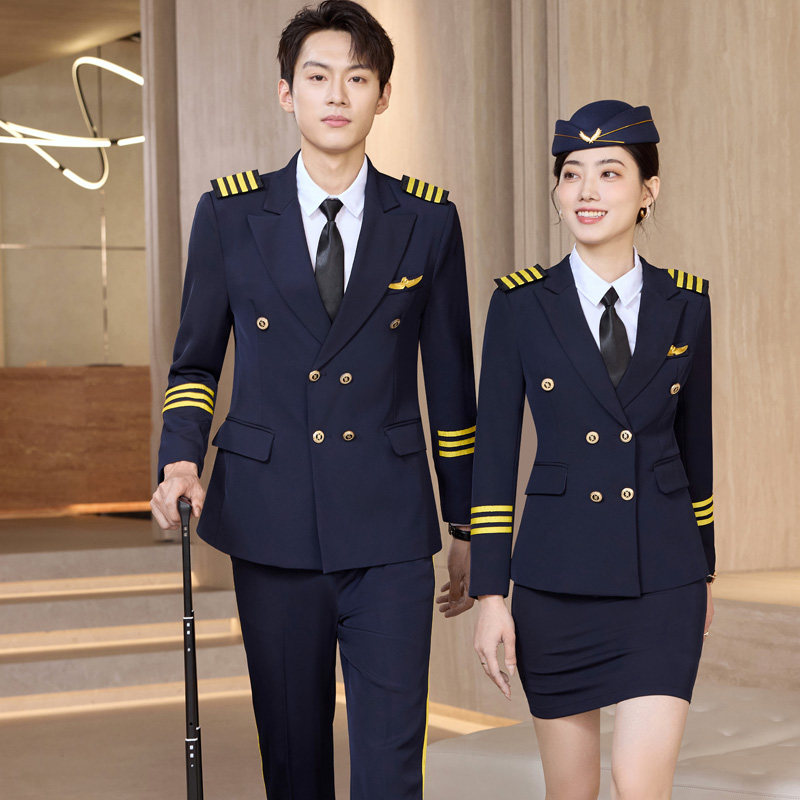 西服套装男女仪仗队军鼓表演服高铁乘务员机长空姐制服酒店安保服