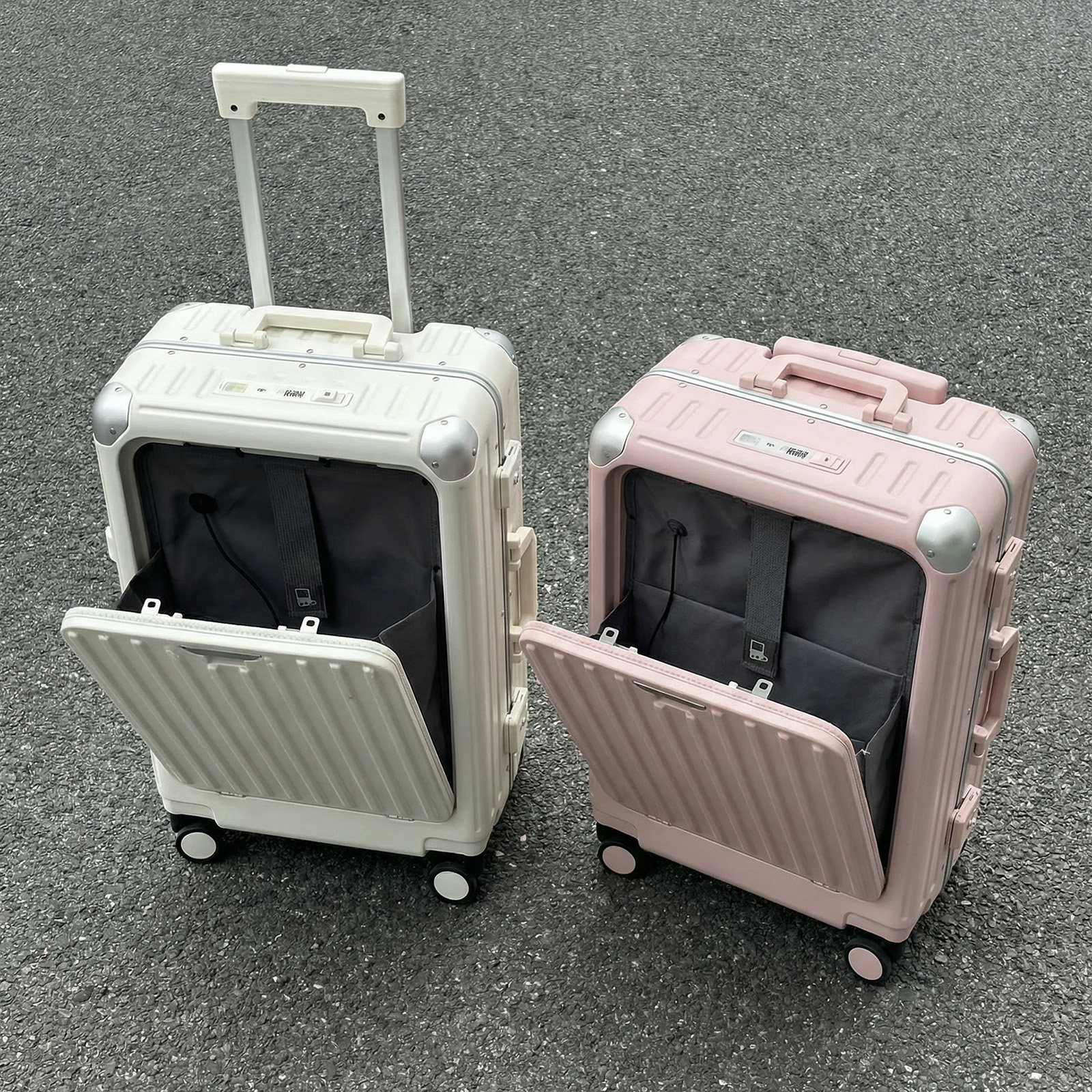 御旅前开盖行李箱女多功能铝框拉杆箱万向轮20 24 26寸旅行箱男潮
