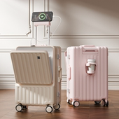 御旅新款 多功能前开口行李箱铝框拉杆箱万向轮男女20 24寸旅行箱