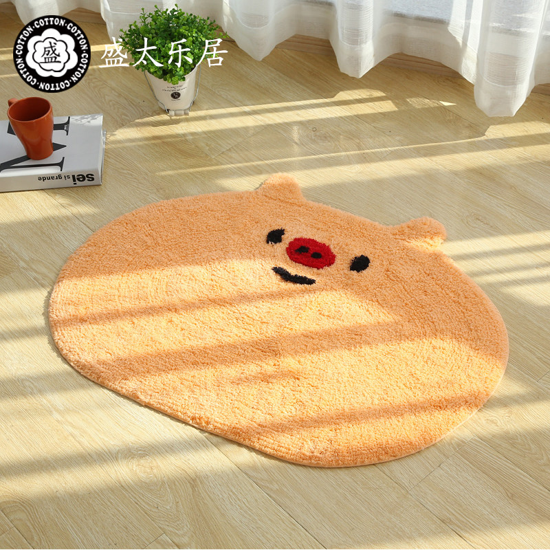纯棉可爱卡通小猪地垫卧室房门垫浴室门口吸水防滑环保脚垫可机洗