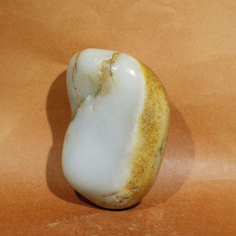 285克真皮原籽天然白玉籽料原石和田玉石油润饱满手把件料收藏级