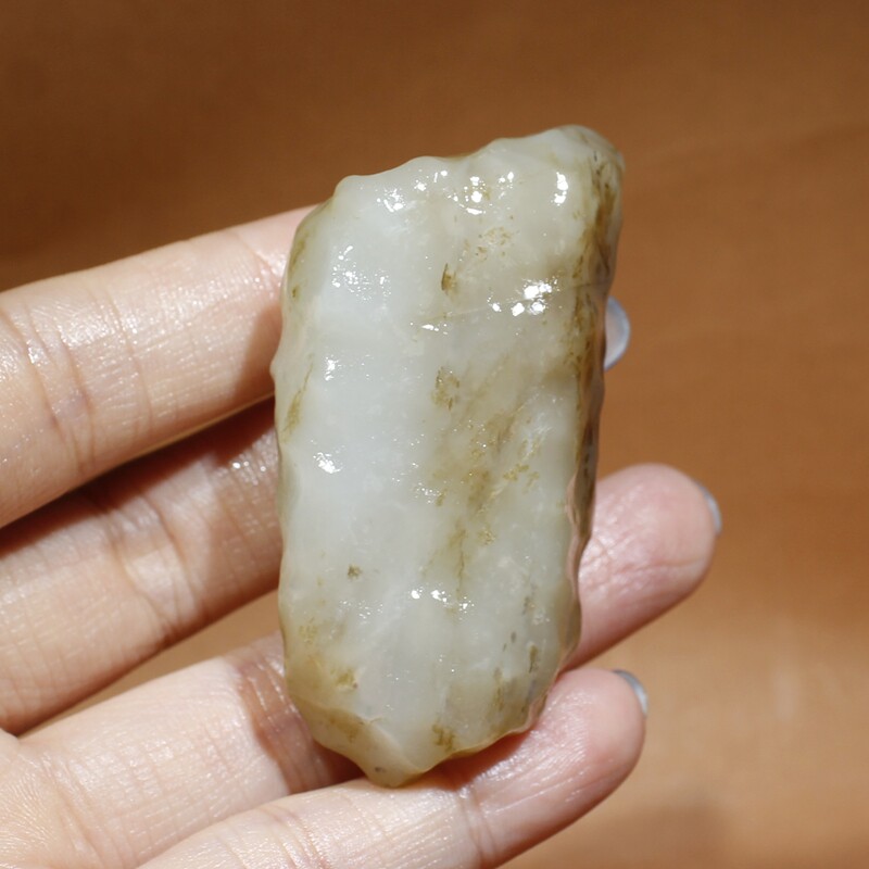 和田玉天然玉石糖白玉修型戈壁料