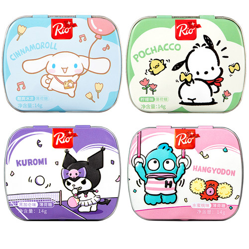 Rio三丽鸥联名无糖薄荷糖 清新口气接吻口香糖水果学生糖果零食