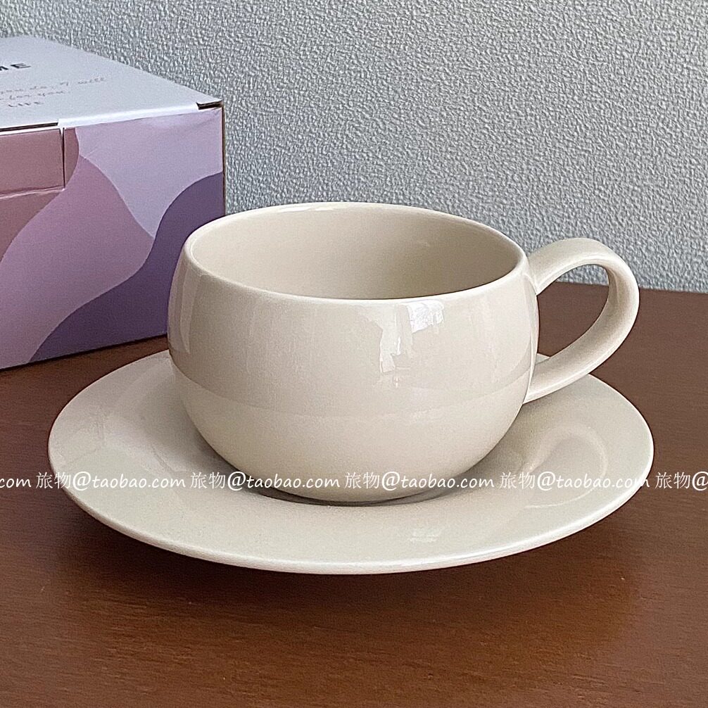 纯色蛋形咖啡杯碟陶瓷杯拉花杯