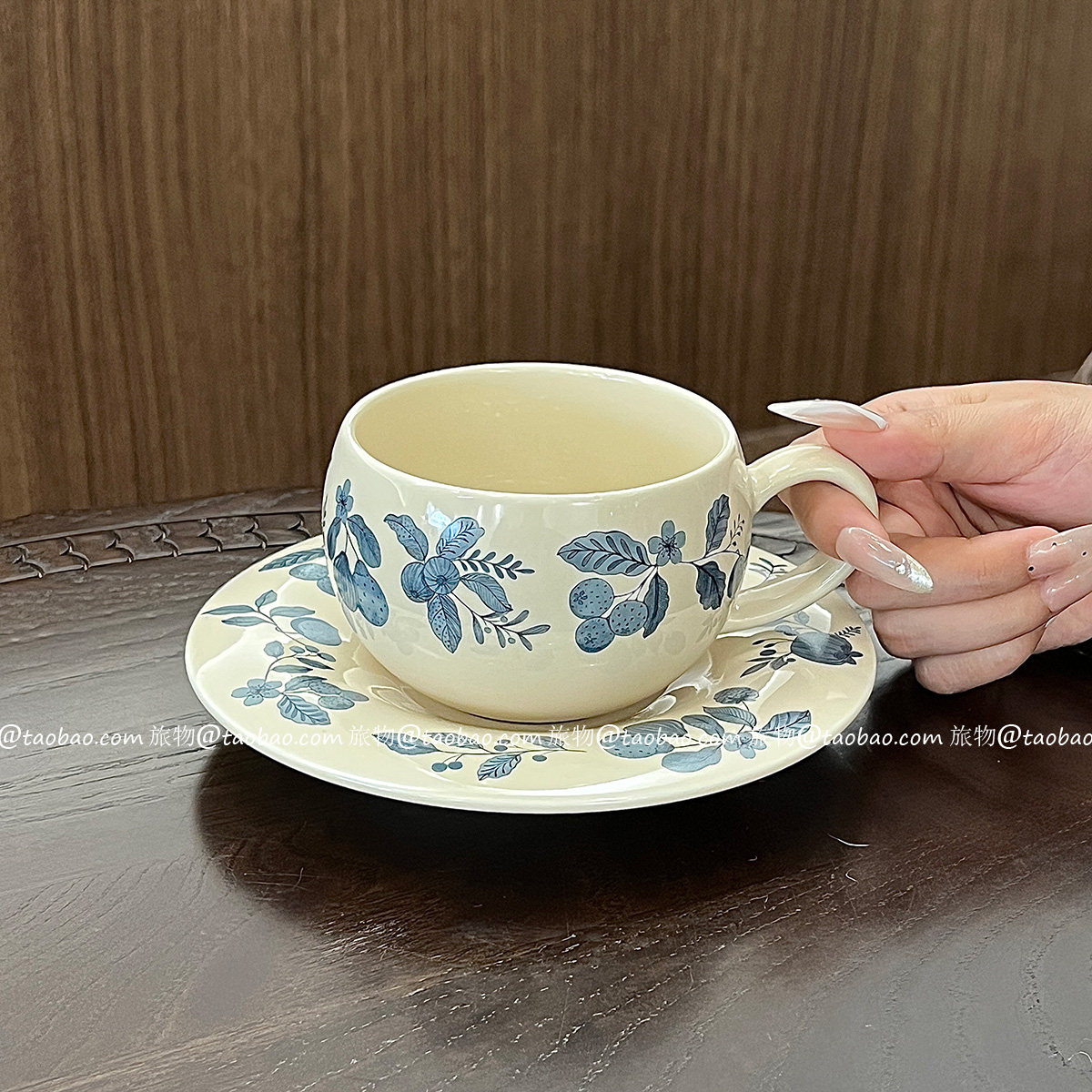 中式咖啡杯碟陶瓷蛋形拿铁拉花杯