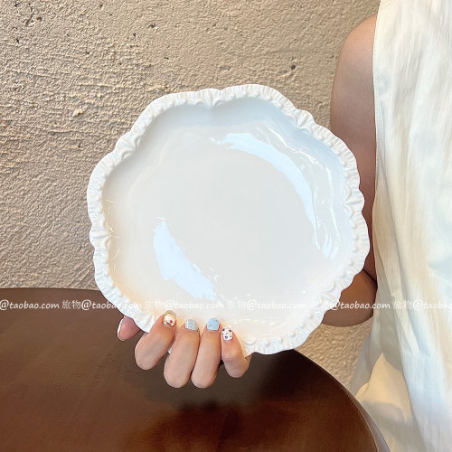 复古浮雕花纹法式陶瓷碗碟甜品沙拉盘早餐酸奶碗点心盘子西餐盘