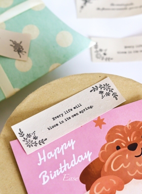 EASE原创ins小花长条贴纸复古纹理贴纸伴手礼包装封口贴设计鲜花