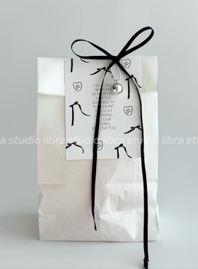 ins黑色丝带简约蝴蝶结创意感谢卡售后卡留言卡创意卡片贺卡S99