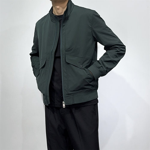 店主力介!意式高端春季纯色小立领夹克衫 合身茄克通勤拉链外套男