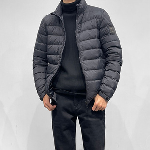 白鸭绒轻便立领纯黑色羽绒服保暖夹克外套 合身版 BI入 高端系冬季