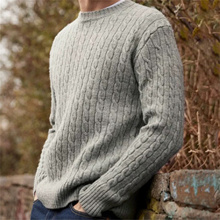 羊绒般手感 意式LP同款秋冬季休闲麻花绞花圆领羊毛衫针织毛衣男