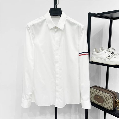 免烫长袖白色抗皱纽扣领衬衫