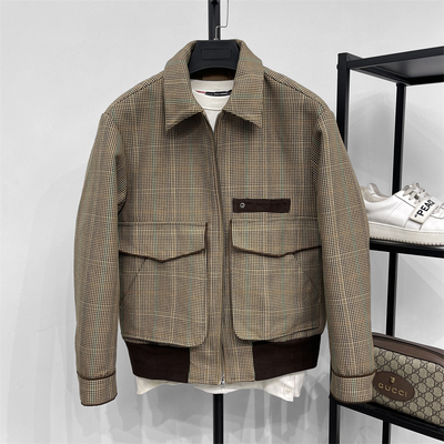 休闲夹克秋冬季短款男翻领外套