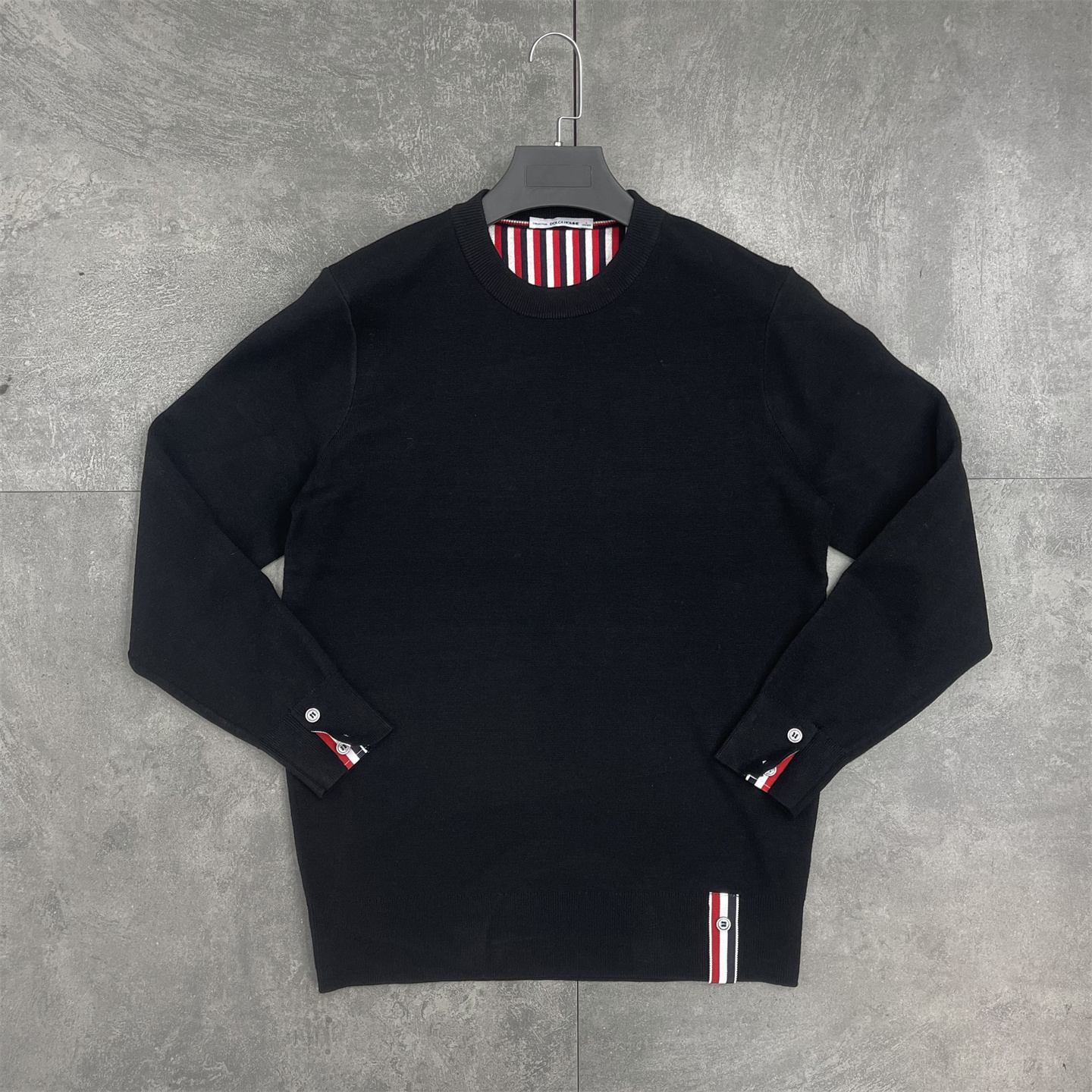 【绵羊毛桑蚕丝混纺】高端系秋冬季tb风套头圆领毛衣男针织羊毛衫