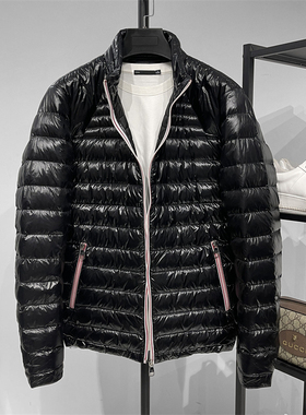 牛X货!高端系25年冬季亮面立领合身版白鸭绒轻便羽绒服纯黑色外套
