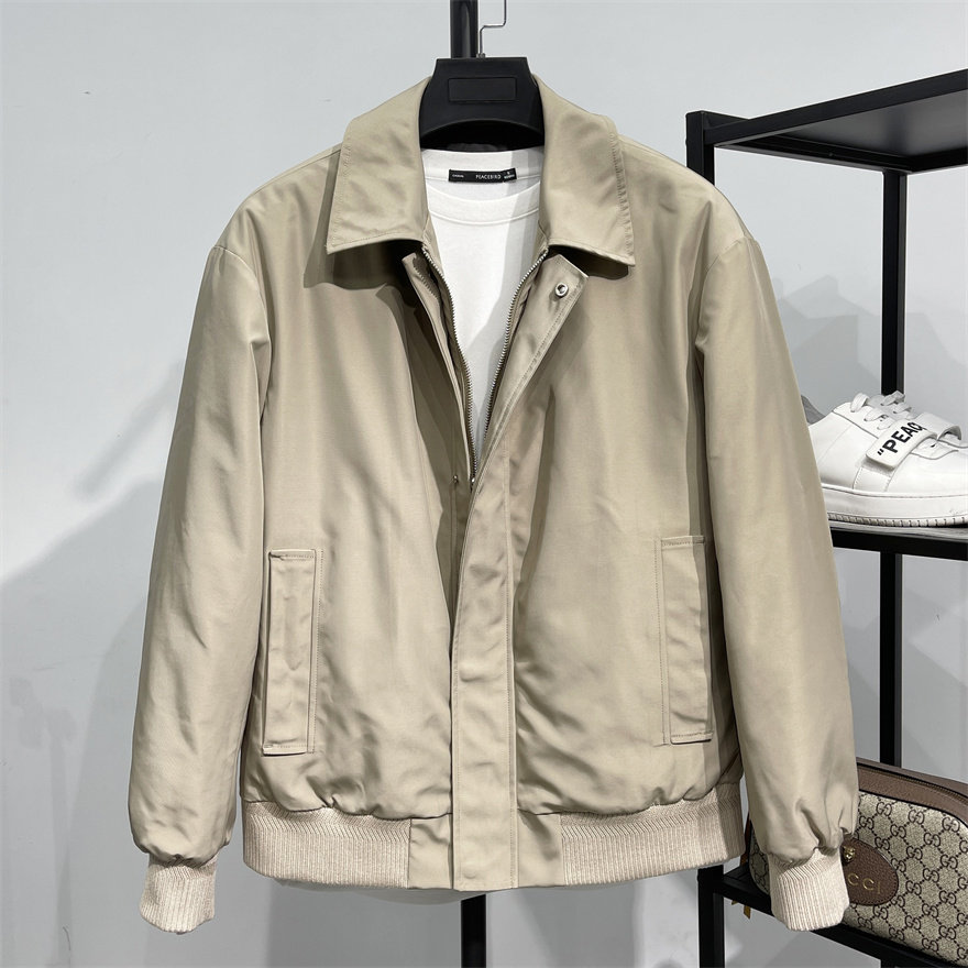 意式老钱风 抗皱记忆面料 男士翻领羽绒夹克衫白鹅绒服卡其色外套,男装,羽绒服,淘宝优惠券,粉丝福利购,淘宝优惠卷