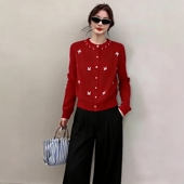 2026超火冬装 女 套装 一整套小个子韩系大方得体蝴蝶结针织衫 阔腿裤