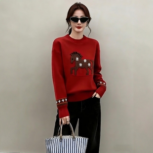 2026超火冬装一整套马年本命年韩系高级感小个子红色毛衣两件套装