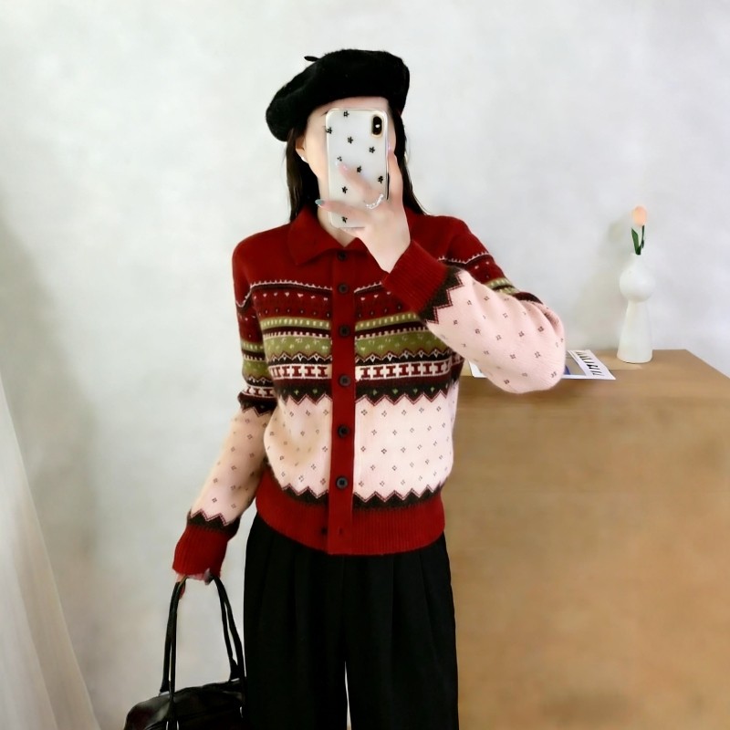 韩系一整套ootd穿搭早春气质减龄超级好看费尔岛红色毛衣套装裤女,女装/女士精品,时尚套装,淘宝优惠券,粉丝福利购,淘宝优惠卷