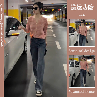女 春装 新款 搭配一整套微胖显瘦小个子奶系穿搭时尚 毛衣两件套装