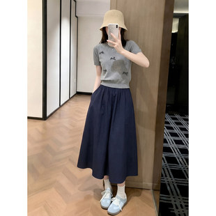 蝴蝶结针织短袖 韩系时尚 半身裙两件套 新款 2026超火穿搭一整套夏季