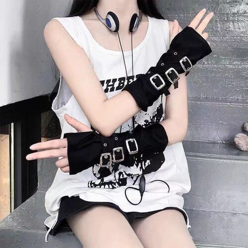 亚比风文化袖套女y2k黑色