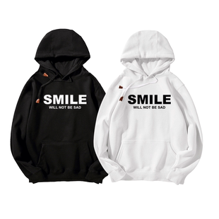 情侣秋冬装团队SMILE文字卫衣闺蜜男女班服定制smile微连帽卫衣潮