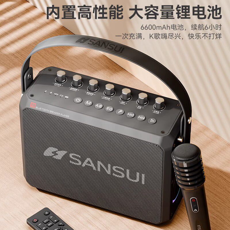 山水蓝牙k歌音响T98大音量150w带无线话筒双声道四喇叭两分频音箱
