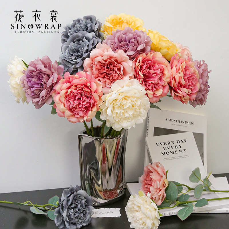 花衣裳 芙蓉牡丹仿真花婚礼布置装饰花客厅插花芍药娟花花艺材料