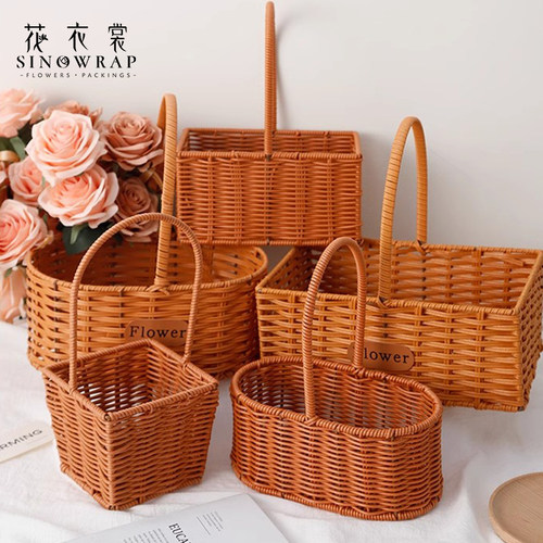 仿藤手提花篮花篮鲜花花束