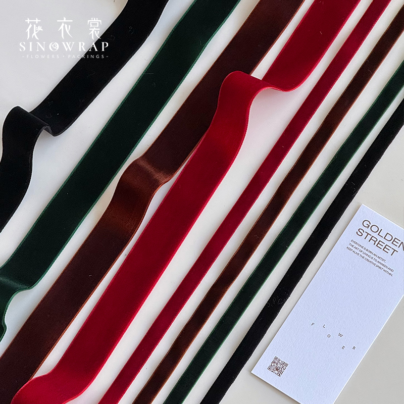 圣诞节1CM天鹅植绒丝带