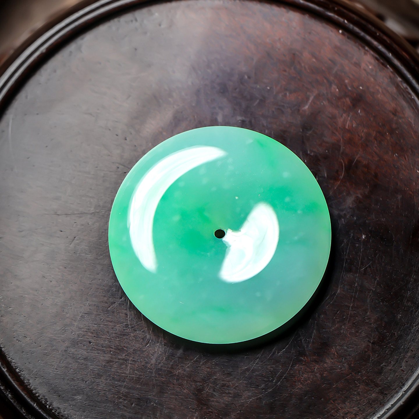 羊子珠宝 福安 老坑冰种满绿翡翠平安扣挂件