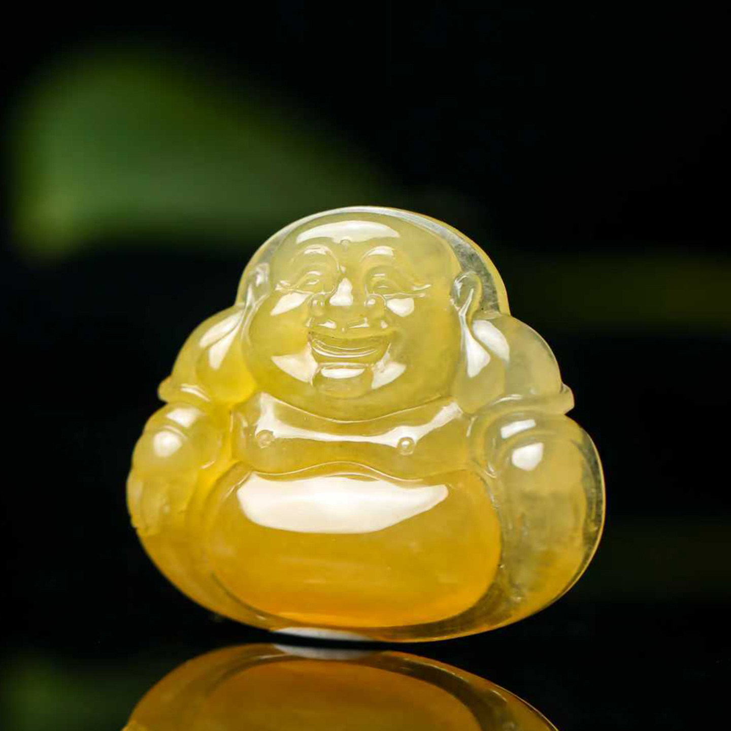 羊子珠宝 金佛笑颜 老坑冰种满色黄翡翡翠佛公吊坠3.2