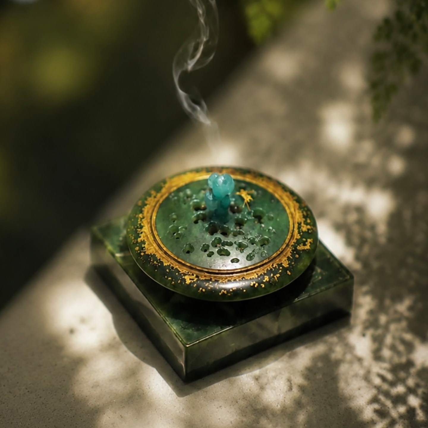 羊子珠宝 翠荷承香 设计款碧玉翡翠香炉 案台摆件